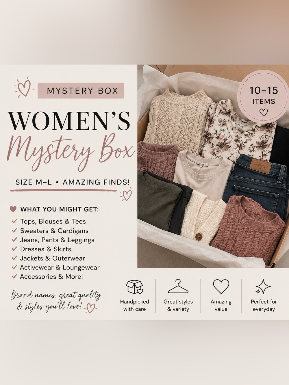 Cozy Neutral Women's Sweater & Top Mystery Box